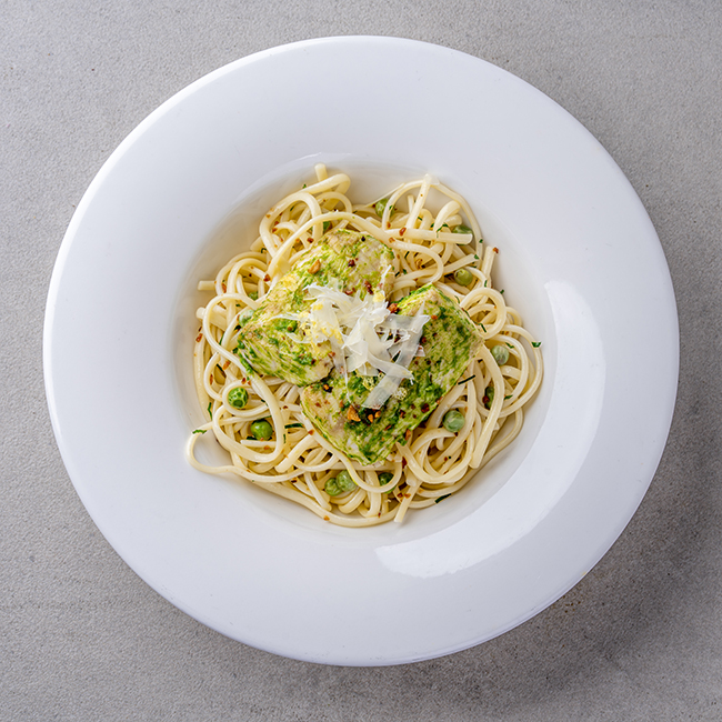 Lemon & Herb Garlic Fish with Peas Linguine